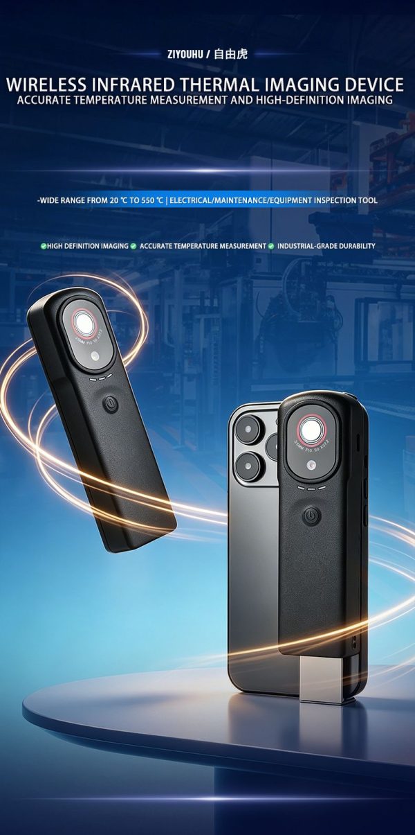 Caméra thermique sans fil 256×192 — double optique, 4 modes d'affichage dont fusion, ≤40 mK, -20 à +550 °C Caméra thermique sans fil 256×192 — vue 7