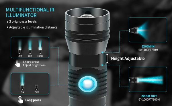 Lunette de vision nocturne WiFi — 960p, portée 300 m, illuminateur IR à zoom, viseur point rouge, mallette et carte 32 Go incluses Lunette de vision nocturne WiFi — vue 9