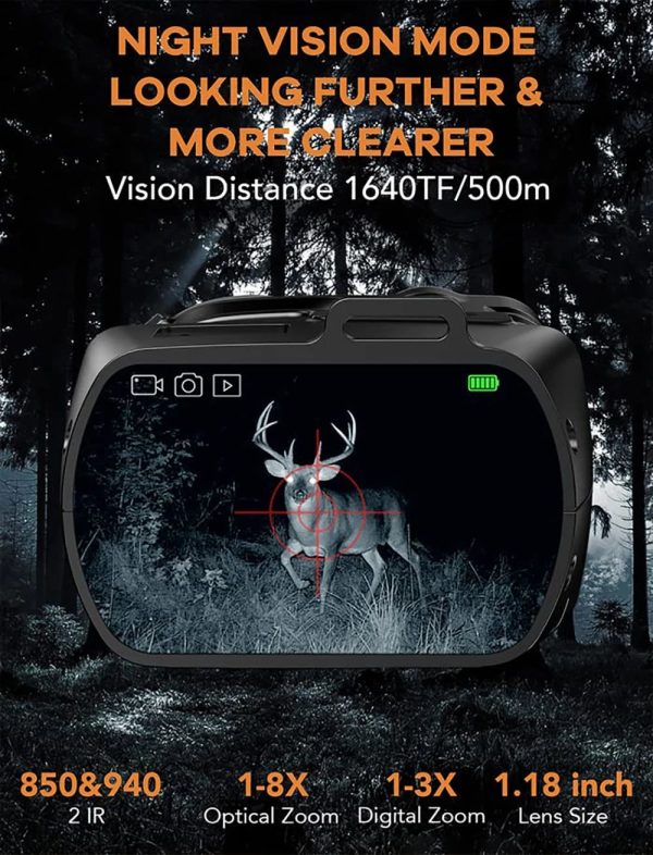 CY789 — Vision nocturne double infrarouge 850 + 940 nm, 500 m, écran 3,1", IR rétractable et rotatif 360° CY789 — Vision nocturne double infrarouge 850 + 940 nm, 500 m, écran 3,1″, IR ré — vue 8
