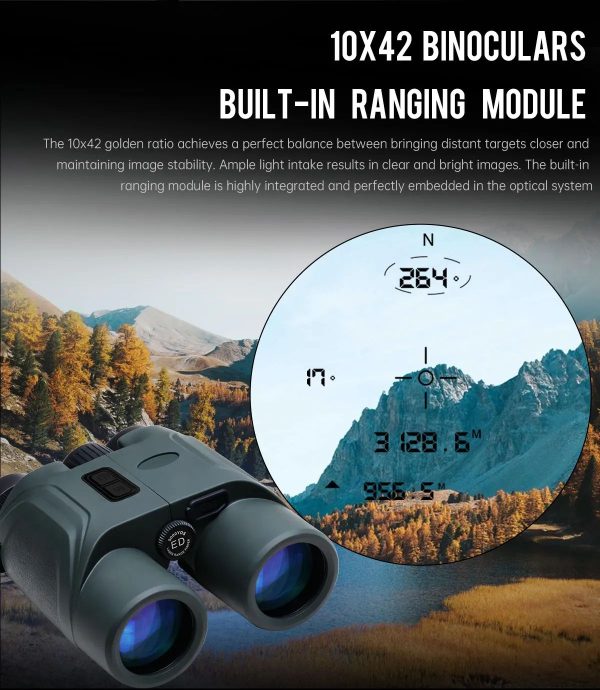 Jumelles télémètre laser LRB30 10x42 — portée 5000 yards, boussole, balistique, recharge solaire Jumelles télémètre laser LRB30 10×42 — vue 9