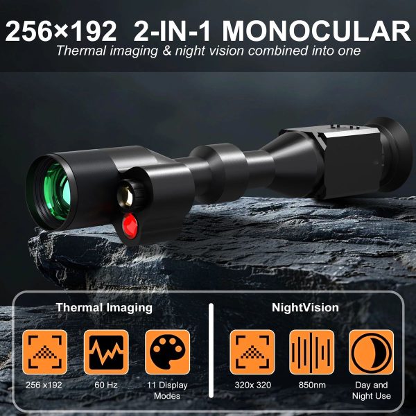 RY010 — Lunette 2-en-1 thermique et vision nocturne, 256×192 à 60 Hz, 25 mK, 500 m, 11 palettes, 7x optique RY010 — Lunette 2-en-1 thermique et vision nocturne, 256×192 à 60 Hz, 25 mK, 500 — vue 8