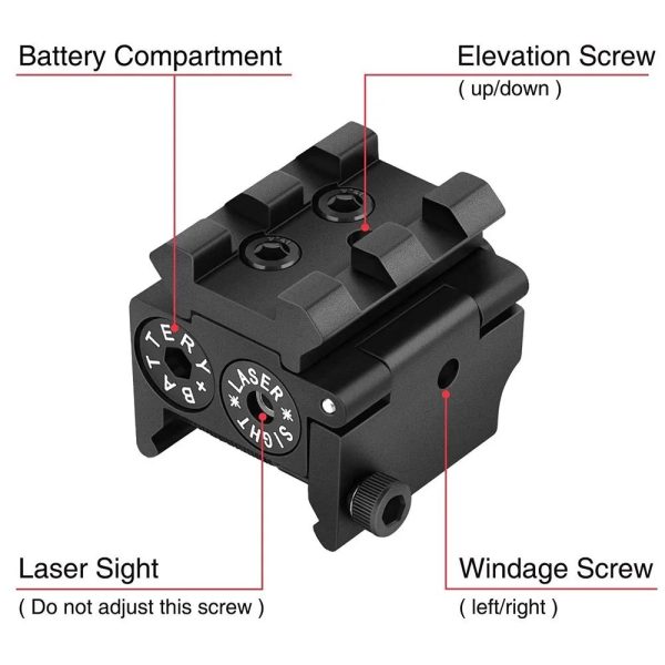 Viseur laser compact à double rail — rouge ou vert, réglages séparés, bouton poussoir, empilable Viseur laser compact à double rail — vue 10