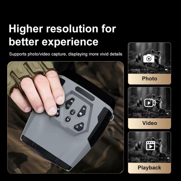 Jumelles de vision nocturne 2K avec télémètre laser — écran 3,5", carte 32 Go incluse, USB-C, objectif 25 mm Jumelles de vision nocturne 2K avec télémètre laser — vue 8