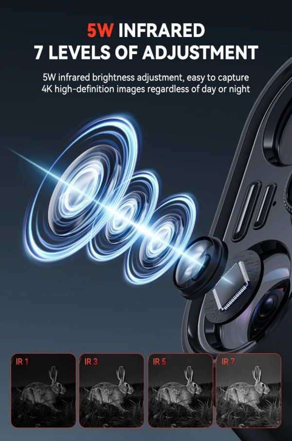 Jumelles de vision nocturne 4K — écran IPS 4,5", infrarouge 5 W sur 7 niveaux, 800 m, lampe intégrée, 5000 mAh Jumelles de vision nocturne 4K — vue 9