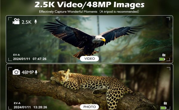 Jumelles numériques 12x32 avec caméra — écran rabattable 2,4", photos 48 MP, vidéo 2.5K, zoom 8x Jumelles numériques 12×32 avec caméra — vue 9