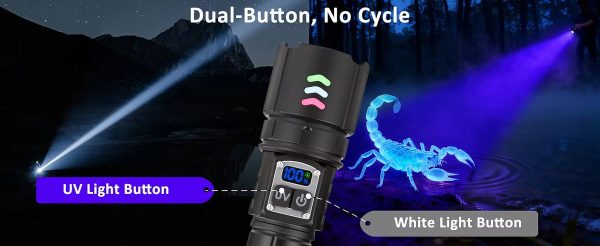 Lampe 2-en-1 UV 365 nm et LED blanche — zoom, variation continue, écran de charge, batterie externe, IPX6 Lampe 2-en-1 UV 365 nm et LED blanche — vue 9