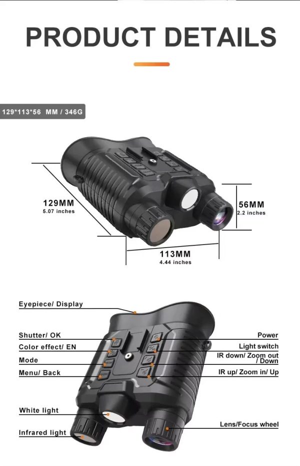 NV8161 — Jumelles de vision nocturne 4K 36 MP sur casque, 350-400 m, lampe blanche, 346 g, IP54 NV8161 — Jumelles de vision nocturne 4K 36 MP sur casque, 350-400 m, lampe blanc — vue 9