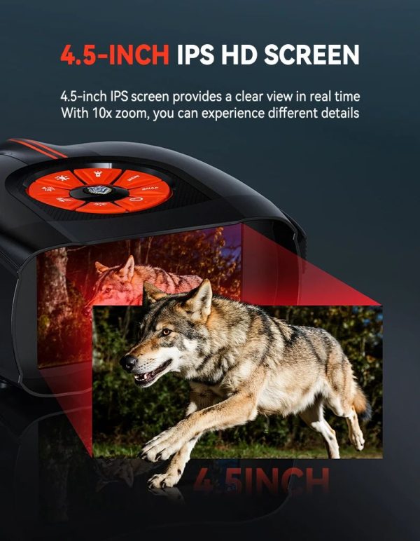 Jumelles de vision nocturne 4K — écran IPS 4,5", infrarouge 5 W sur 7 niveaux, 800 m, lampe intégrée, 5000 mAh Jumelles de vision nocturne 4K — vue 10