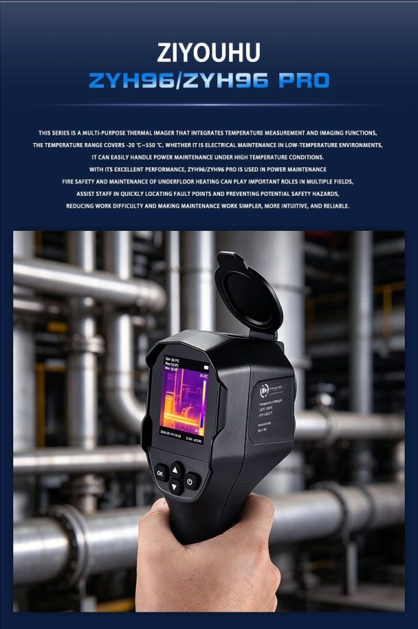ZYH96 Pro — Caméra thermique portative -20 à +550 °C, TISR 240×240, lampe intégrée, multilingue ZYH96 Pro — Caméra thermique portative -20 à +550 °C, TISR 240×240, lampe intégr — vue 11