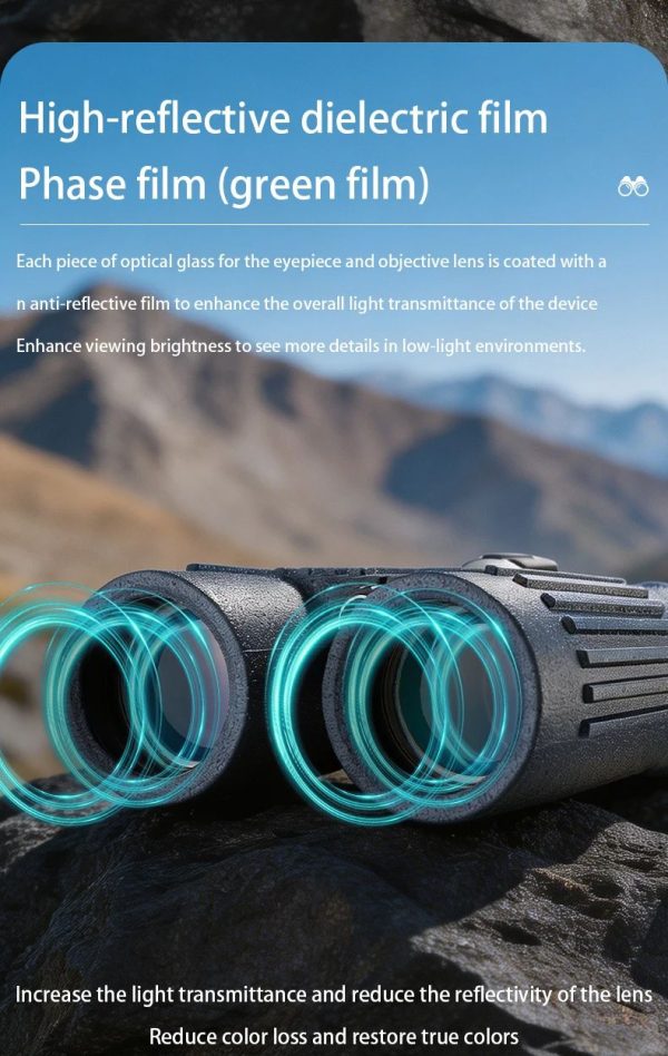 Jumelles 10x42 — prisme BAK4, film diélectrique haute réflectivité, structure métal, oculaires 23 mm Jumelles 10×42 — prisme BAK4, film diélectrique haute réflectivité, structure mé — vue 10