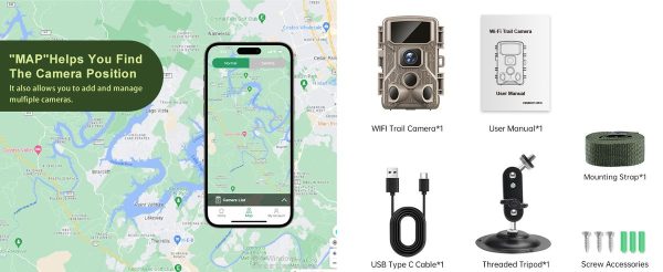 Caméra de chasse DL10 4K 64 MP — WiFi et Bluetooth, application avec carte, déclenchement 0,1 s, trépied inclus Caméra de chasse DL10 4K 64 MP — vue 9