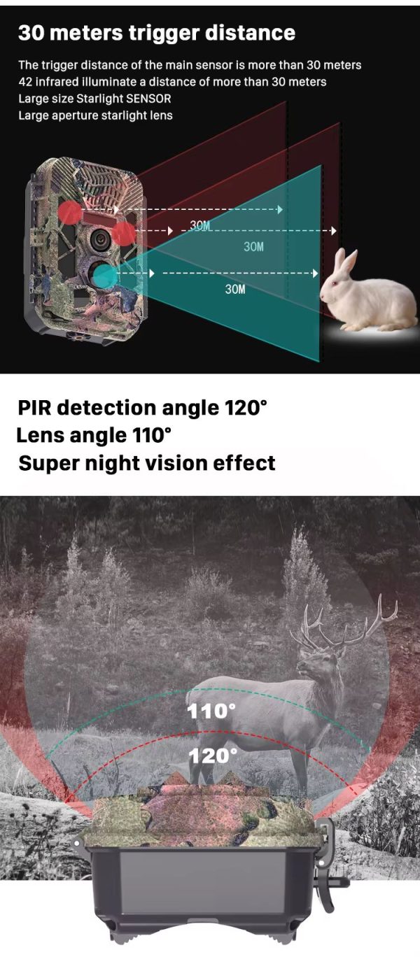 HB561 — Caméra de chasse 2.7K avec répulsif sonore, portée 1000 m, alarme PIR, 12 piles AA, 24 mois d'autonomie HB561 — Caméra de chasse 2.7K avec répulsif sonore, portée 1000 m, alarme PIR, 1 — vue 9