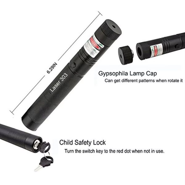Pointeur laser vert Laser 303 — tête étoilée amovible, mise au point réglable, verrou à clé Pointeur laser vert Laser 303 — vue 10