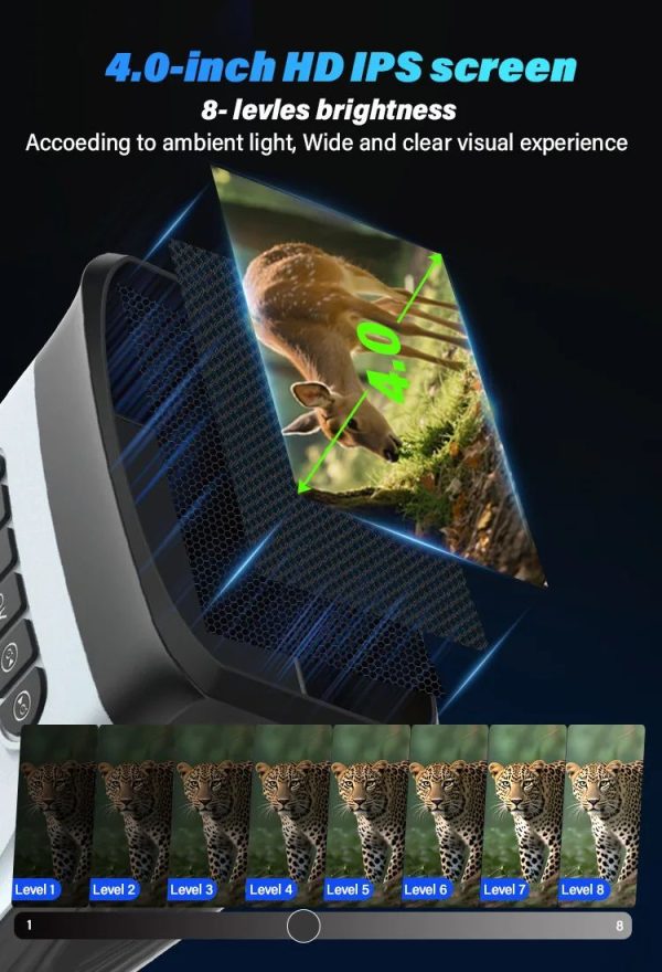DT89 — Jumelles de vision nocturne 4K 48 MP, écran IPS 4", objectif orientable 180°, boussole, 10000 mAh DT89 — Jumelles de vision nocturne 4K 48 MP, écran IPS 4″, objectif orientable 1 — vue 10
