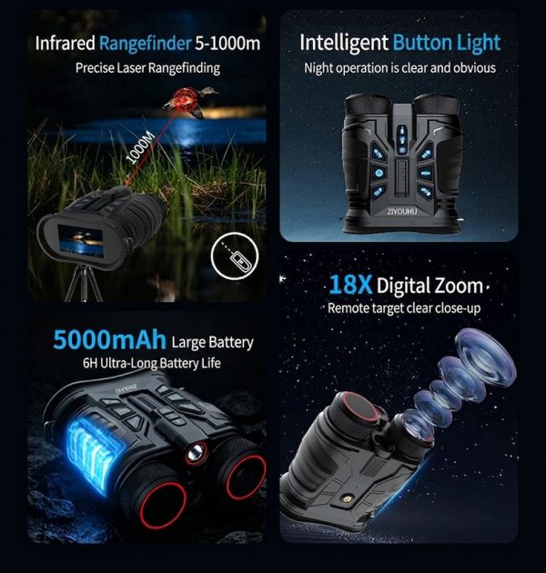 R88 — Jumelles thermiques et vision nocturne, télémètre 1000 m, stabilisation gy — vue 11