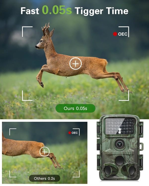LCK229 — Caméra de chasse 4K 48 MP, vision nocturne discrète 850 nm, IP67, écran 2" LCK229 — Caméra de chasse 4K 48 MP, vision nocturne discrète 850 nm, IP67, écran — vue 11