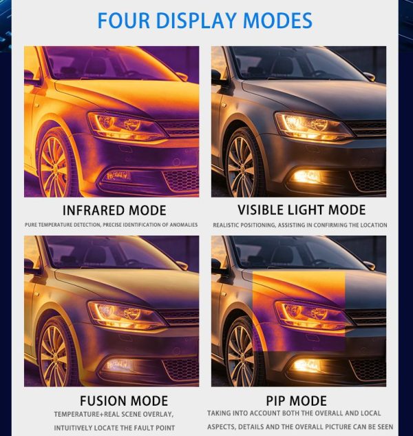 Caméra thermique sans fil 256×192 — double optique, 4 modes d'affichage dont fusion, ≤40 mK, -20 à +550 °C Caméra thermique sans fil 256×192 — vue 10