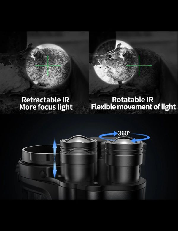 CY789 — Vision nocturne double infrarouge 850 + 940 nm, 500 m, écran 3,1", IR rétractable et rotatif 360° CY789 — Vision nocturne double infrarouge 850 + 940 nm, 500 m, écran 3,1″, IR ré — vue 11