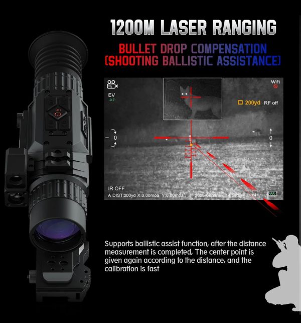 TRV-ND40 — Lunette 4K, zoom auto 4-16x, lentilles Lanthanide et traitement UWIR, télémètre 1200 m, 1000 m de jour TRV-ND40 — Lunette 4K, zoom auto 4-16x, lentilles Lanthanide et traitement UWIR, — vue 12