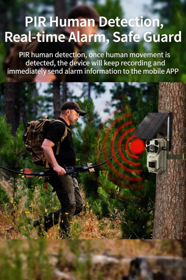 Caméra de chasse 4G LTE solaire — vision nocturne couleur, audio bidirectionnel, IP66, cloud gratuit Caméra de chasse 4G LTE solaire — vue 12