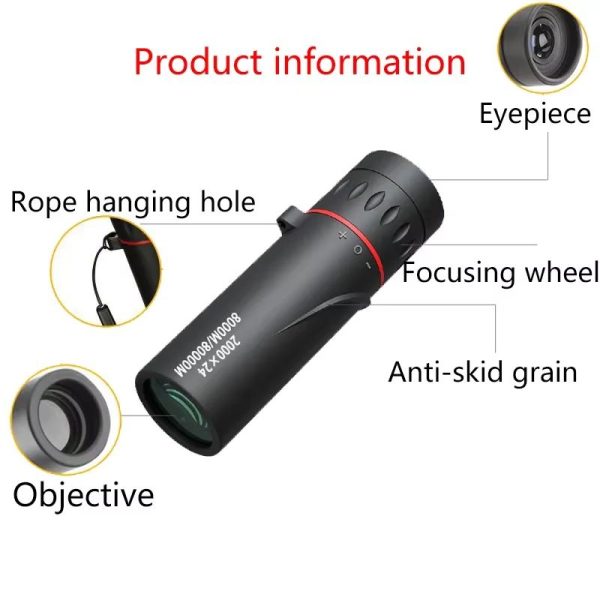 Monoculaire de poche 2000x24 — 9,2 cm, support smartphone et pochette inclus Monoculaire de poche 2000×24 — vue 13