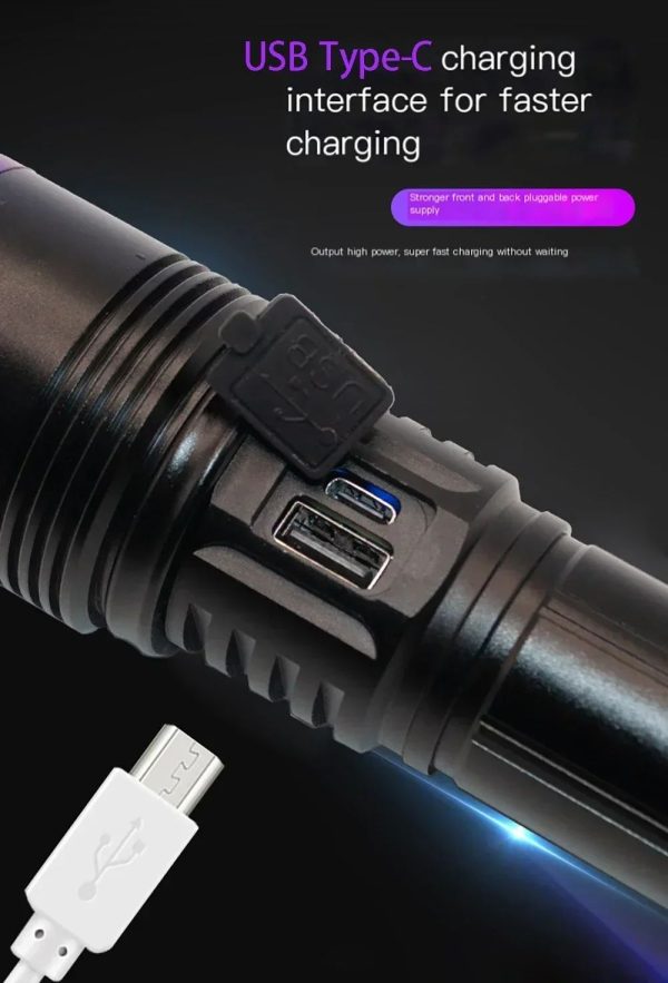 Lampe UV 365 nm 20 W — 4 LED, filtre noir, portée 50 m, USB-C et batterie externe, IPX6 Lampe UV 365 nm 20 W — vue 12
