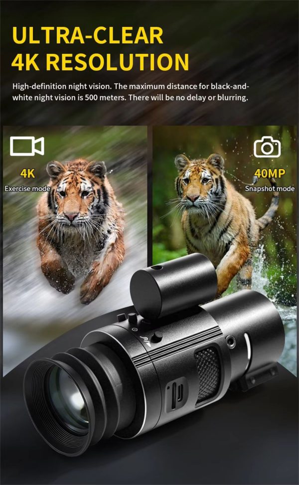 NV500 — Module de vision nocturne 4K pour lunette de tir, 500 m, adaptateurs 42 et 45 mm, usage seul ou sur casque NV500 — Module de vision nocturne 4K pour lunette de tir, 500 m, adaptateurs 42 — vue 11