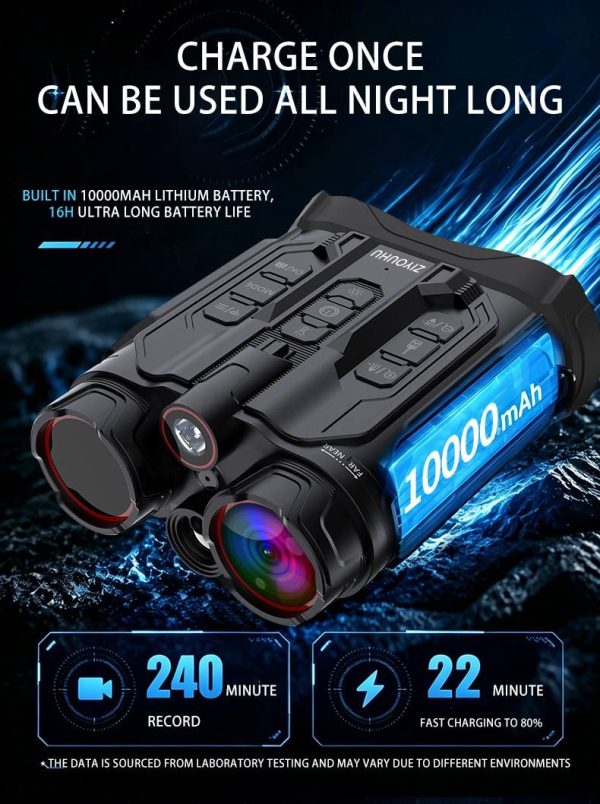 D58 — Jumelles de vision nocturne tactiques 800 m, télémètre laser, GPS, WiFi, 10000 mAh et charge rapide D58 — Jumelles de vision nocturne tactiques 800 m, télémètre laser, GPS, WiFi, 1 — vue 12