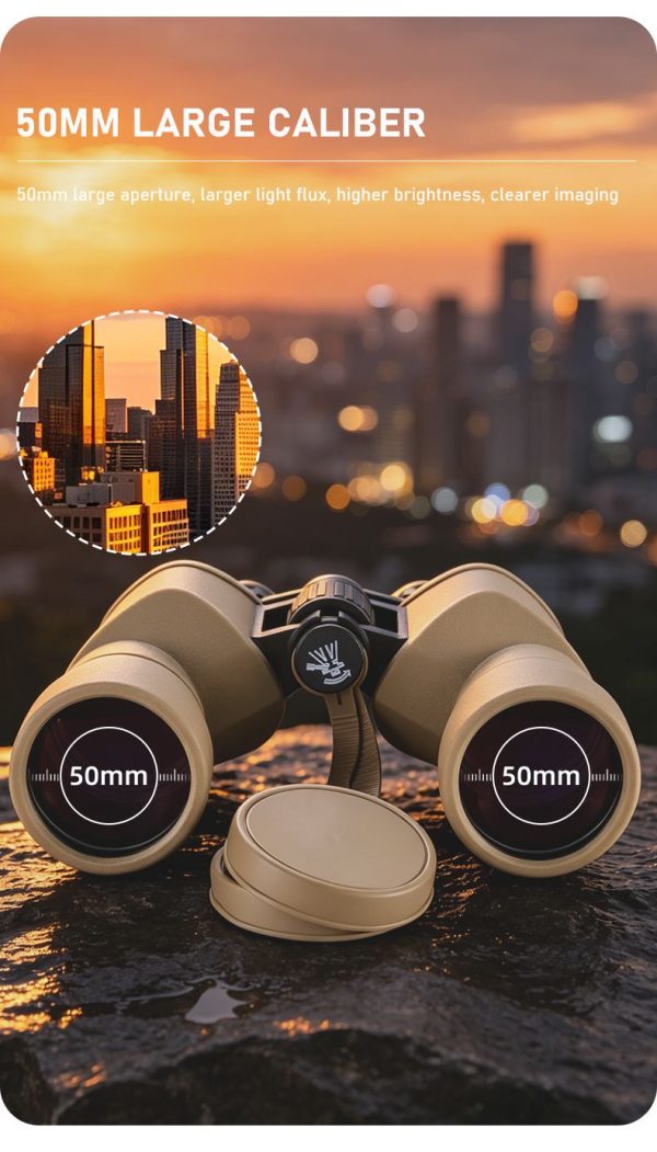 Jumelles 12x50 — oculaires 24 mm, prisme BAK4, traitement FMC, structure métal Jumelles 12×50 — oculaires 24 mm, prisme BAK4, traitement FMC, structure métal — vue 13
