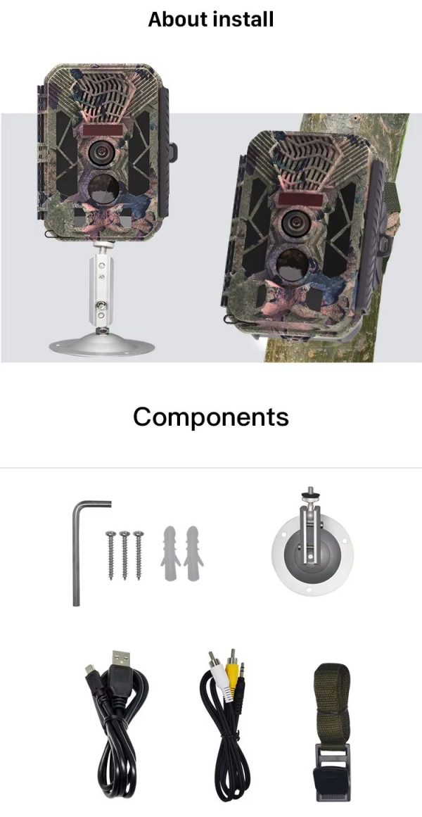 HB561 — Caméra de chasse 2.7K avec répulsif sonore, portée 1000 m, alarme PIR, 12 piles AA, 24 mois d'autonomie HB561 — Caméra de chasse 2.7K avec répulsif sonore, portée 1000 m, alarme PIR, 1 — vue 12