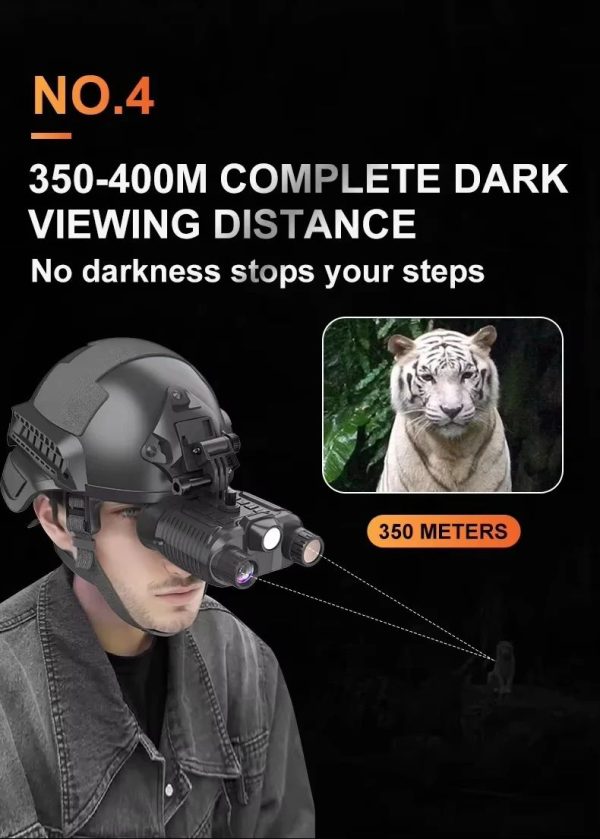 NV8161 — Jumelles de vision nocturne 4K 36 MP sur casque, 350-400 m, lampe blanche, 346 g, IP54 NV8161 — Jumelles de vision nocturne 4K 36 MP sur casque, 350-400 m, lampe blanc — vue 13