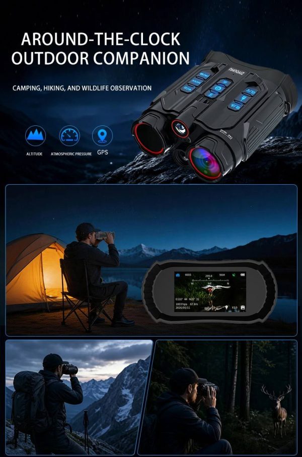 D58 — Jumelles de vision nocturne tactiques 800 m, télémètre laser, GPS, WiFi, 10000 mAh et charge rapide D58 — Jumelles de vision nocturne tactiques 800 m, télémètre laser, GPS, WiFi, 1 — vue 13