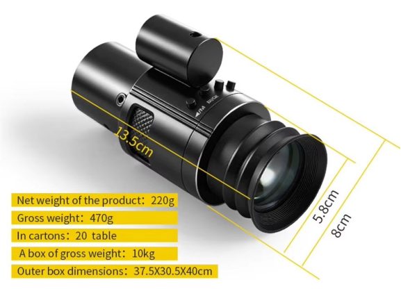 NV500 — Module de vision nocturne 4K pour lunette de tir, 500 m, adaptateurs 42 et 45 mm, usage seul ou sur casque NV500 — Module de vision nocturne 4K pour lunette de tir, 500 m, adaptateurs 42 — vue 13