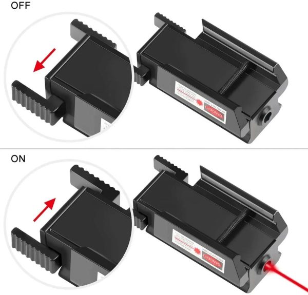 Viseur laser rouge bas profil — sous 5 mW, rail 20 mm, réglable, piles et clés fournies Viseur laser rouge bas profil — vue 14