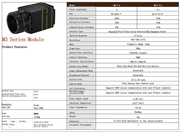 Module thermique 640×512 pour drone — NETD ≤25 mK, 50 Hz, détection 900 m, 23 g, sortie vidéo analogique Module thermique 640×512 pour drone — vue 13
