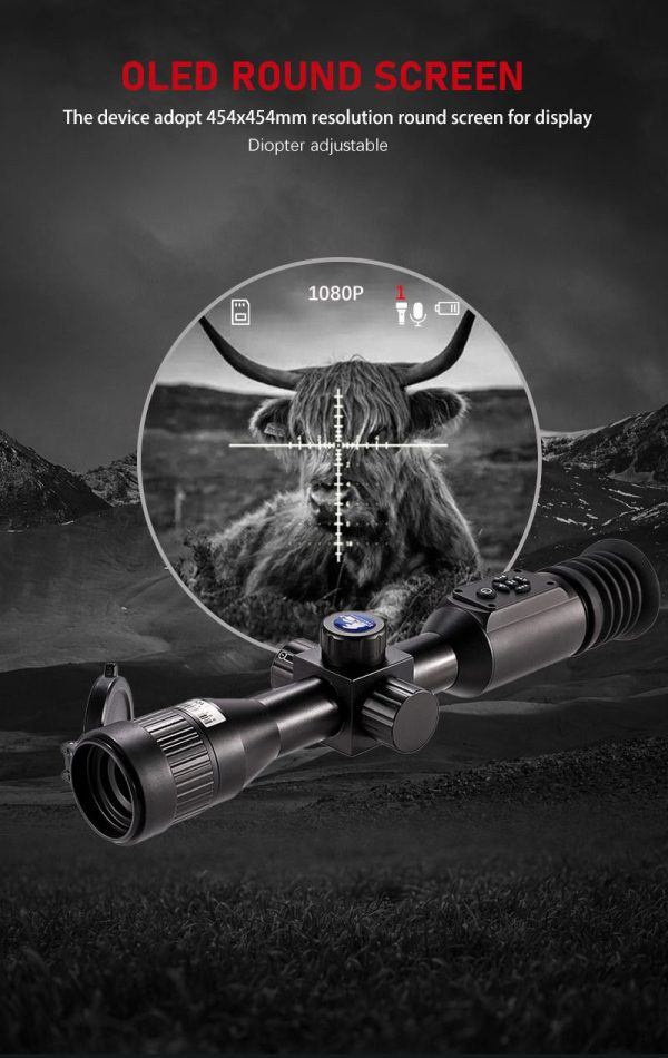 NV003 — Lunette de vision nocturne, objectif 35 mm, écran OLED rond 454×454, capteur 0,001 lux, IR 5 W à 200 m, laser intégré NV003 — Lunette de vision nocturne, objectif 35 mm, écran OLED rond 454×454, cap — vue 15