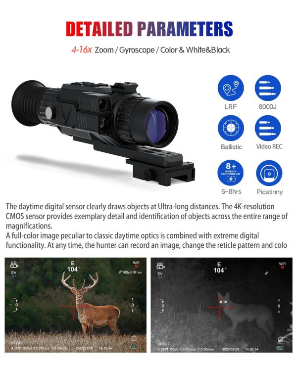 TRV-ND40 — Lunette 4K, zoom auto 4-16x, lentilles Lanthanide et traitement UWIR, télémètre 1200 m, 1000 m de jour TRV-ND40 — Lunette 4K, zoom auto 4-16x, lentilles Lanthanide et traitement UWIR, — vue 15