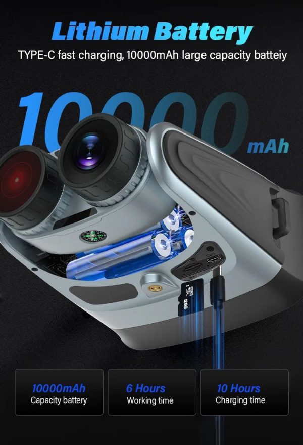 DT89 — Jumelles de vision nocturne 4K 48 MP, écran IPS 4", objectif orientable 180°, boussole, 10000 mAh DT89 — Jumelles de vision nocturne 4K 48 MP, écran IPS 4″, objectif orientable 1 — vue 15
