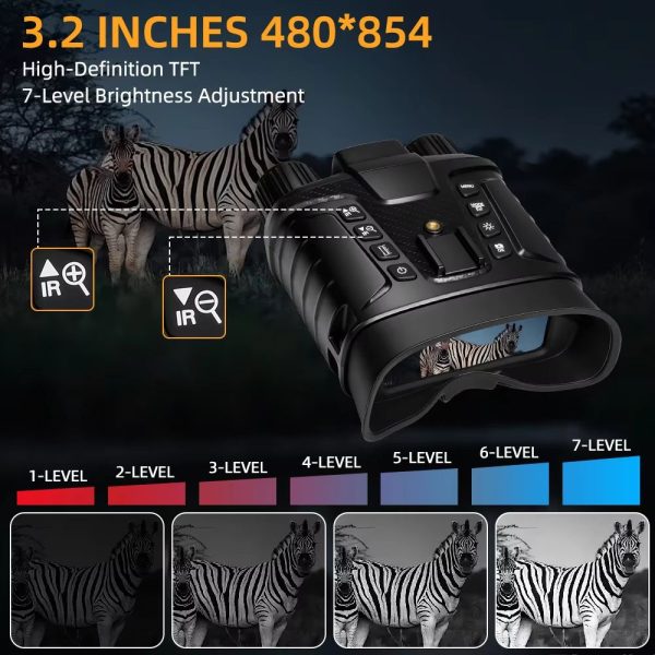 NV8163 — Jumelles de vision nocturne 4K 96 MP, télémètre laser 350 m, 8 curseurs, écran 3,2", 400-500 m NV8163 — Jumelles de vision nocturne 4K 96 MP, télémètre laser 350 m, 8 curseurs — vue 15