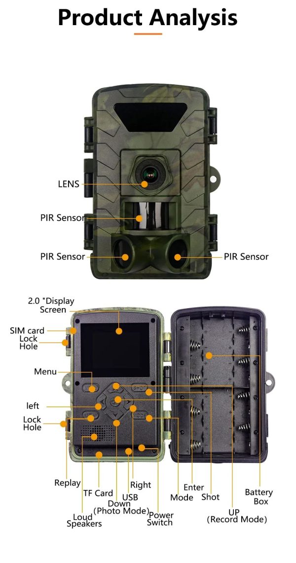 Caméra de chasse 8K 60 MP double objectif — 3 PIR, détection 25 m, WiFi et Bluetooth, IP66 PR803W — Caméra de chasse 8K 60 MP double objectif, 3 PIR, détection 25 m, WiFi — vue 15