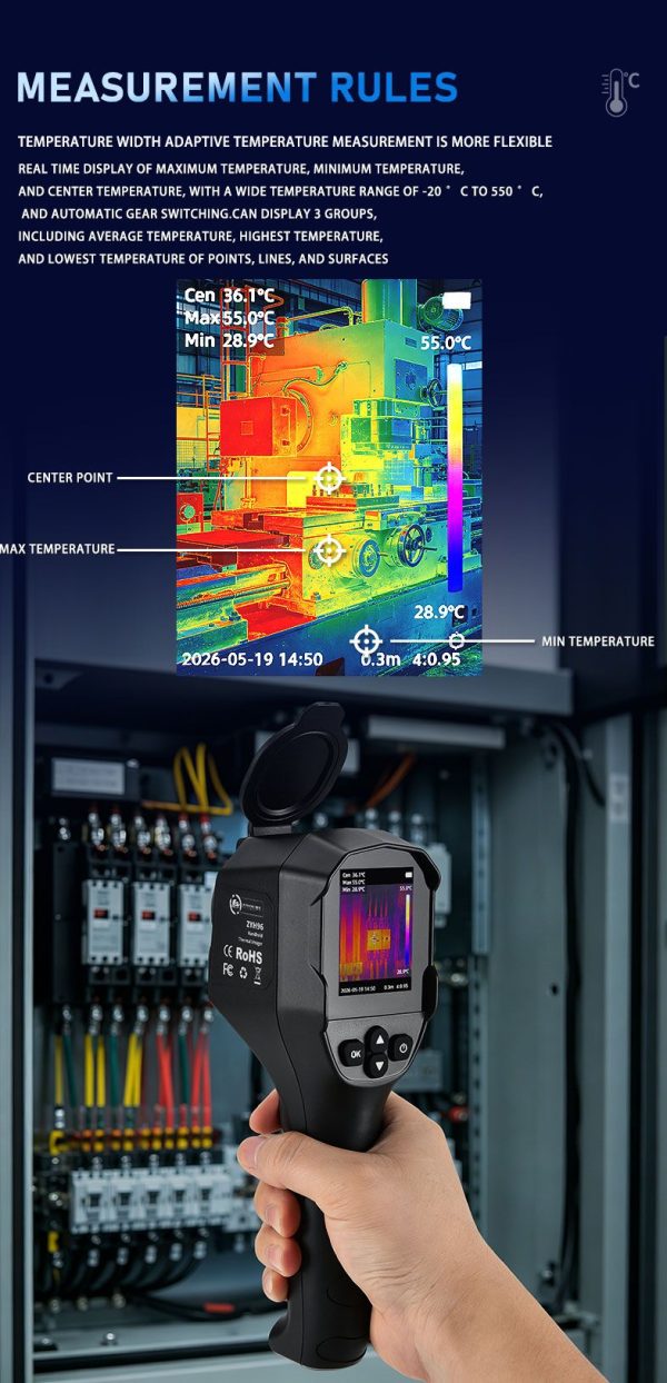 ZYH96 Pro — Caméra thermique portative -20 à +550 °C, TISR 240×240, lampe intégrée, multilingue ZYH96 Pro — Caméra thermique portative -20 à +550 °C, TISR 240×240, lampe intégr — vue 18