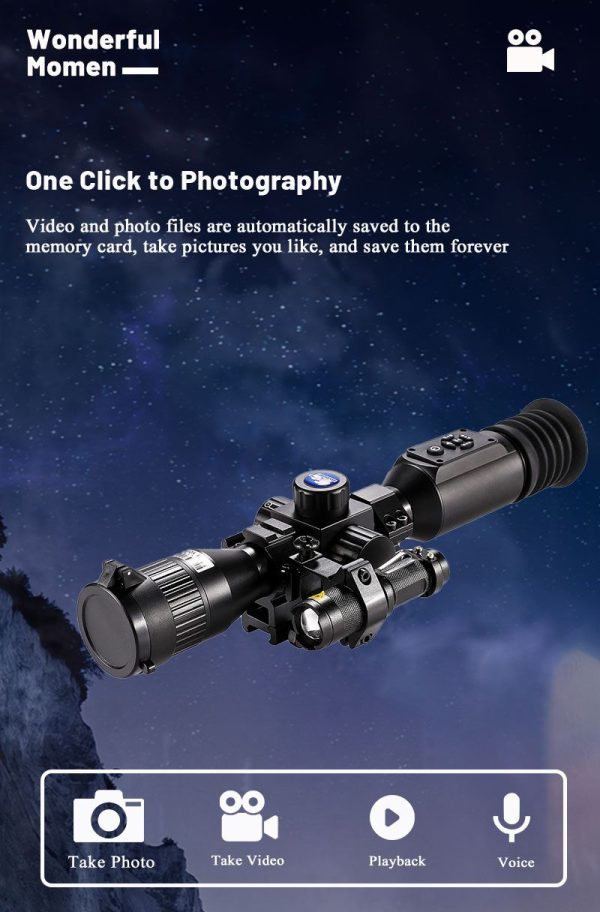 NV003 — Lunette de vision nocturne, objectif 35 mm, écran OLED rond 454×454, capteur 0,001 lux, IR 5 W à 200 m, laser intégré NV003 — Lunette de vision nocturne, objectif 35 mm, écran OLED rond 454×454, cap — vue 17