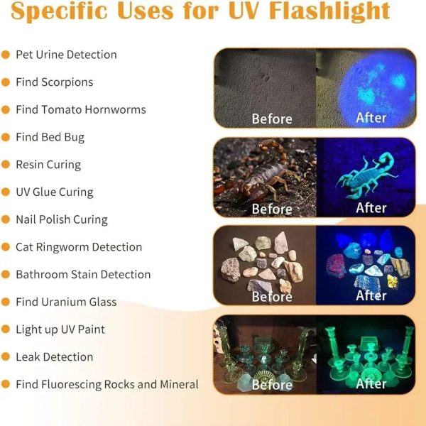 Lampe UV 365 nm 20 W — 4 LED, filtre noir, portée 50 m, USB-C et batterie externe, IPX6 Lampe UV 365 nm 20 W — vue 17