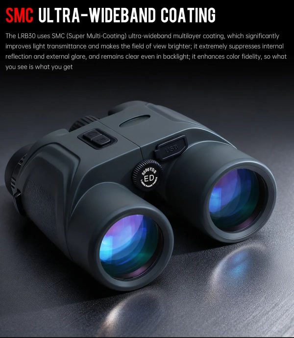 Jumelles télémètre laser LRB30 10x42 — portée 5000 yards, boussole, balistique, recharge solaire Jumelles télémètre laser LRB30 10×42 — vue 17