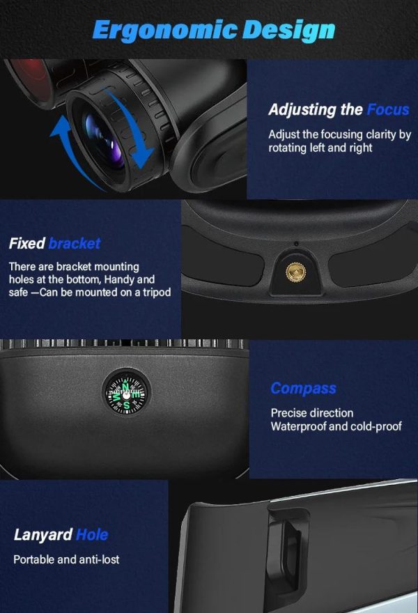 DT89 — Jumelles de vision nocturne 4K 48 MP, écran IPS 4", objectif orientable 180°, boussole, 10000 mAh DT89 — Jumelles de vision nocturne 4K 48 MP, écran IPS 4″, objectif orientable 1 — vue 17