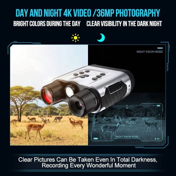 NV2188 — Jumelles de vision nocturne 4K holographiques, batterie 9000 mAh, lampe blanche, 350-400 m, écran 3,2" NV2188 — Jumelles de vision nocturne 4K holographiques, batterie 9000 mAh, lampe — vue 17