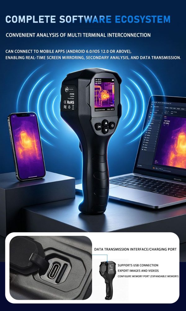 ZYH96 Pro — Caméra thermique portative -20 à +550 °C, TISR 240×240, lampe intégrée, multilingue ZYH96 Pro — Caméra thermique portative -20 à +550 °C, TISR 240×240, lampe intégr — vue 21