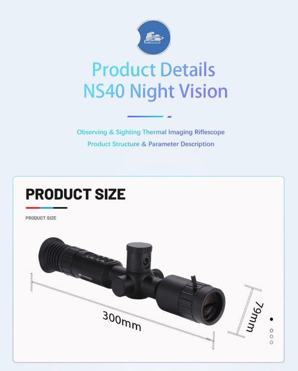 NS40 — Lunette de vision nocturne, écran AMOLED 2560×1920, zoom 19x, 5 réticules — vue 19