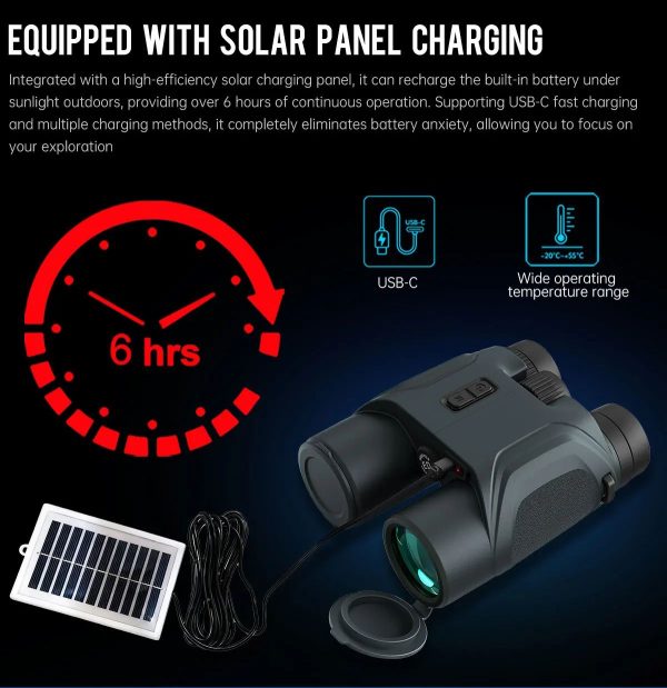 Jumelles télémètre laser LRB30 10x42 — portée 5000 yards, boussole, balistique, recharge solaire Jumelles télémètre laser LRB30 10×42 — vue 22