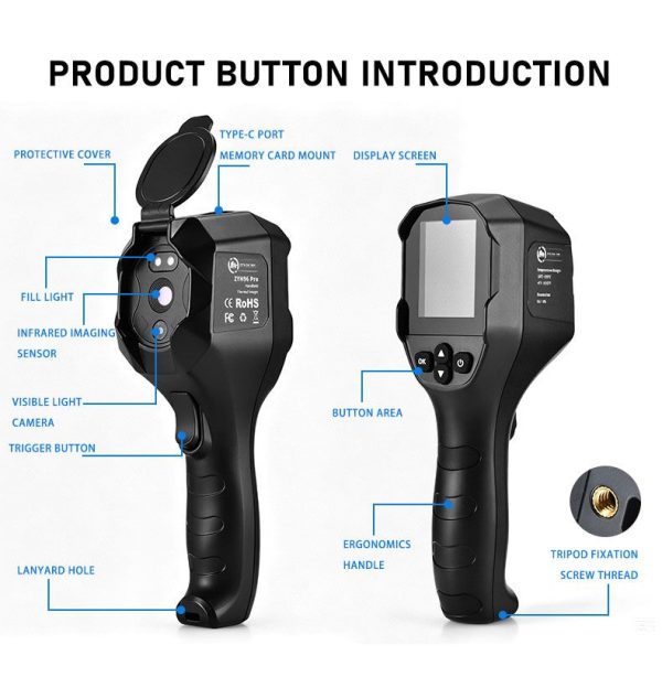 ZYH96 Pro — Caméra thermique portative -20 à +550 °C, TISR 240×240, lampe intégrée, multilingue ZYH96 Pro — Caméra thermique portative -20 à +550 °C, TISR 240×240, lampe intégr — vue 23